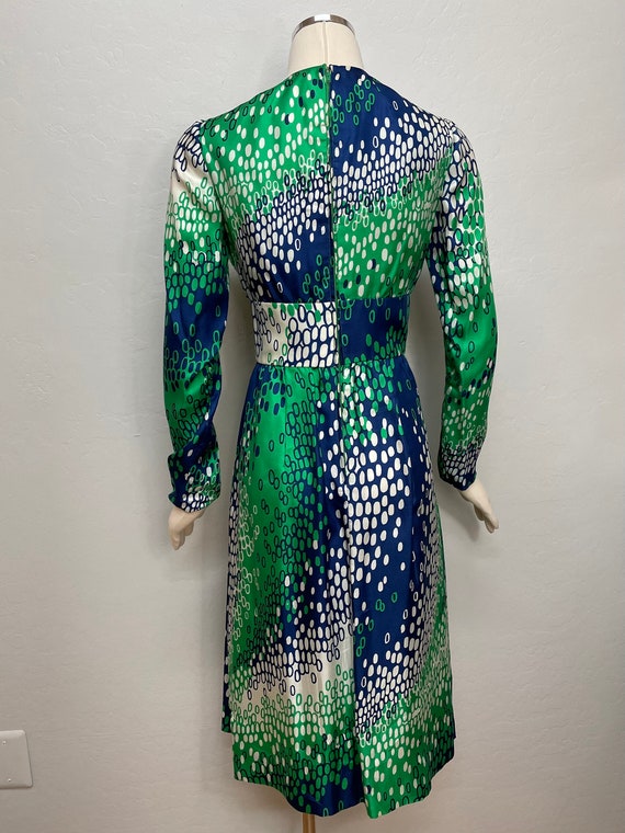 70s Elizabeth Arden Green Silk Mod Dress Small - image 7
