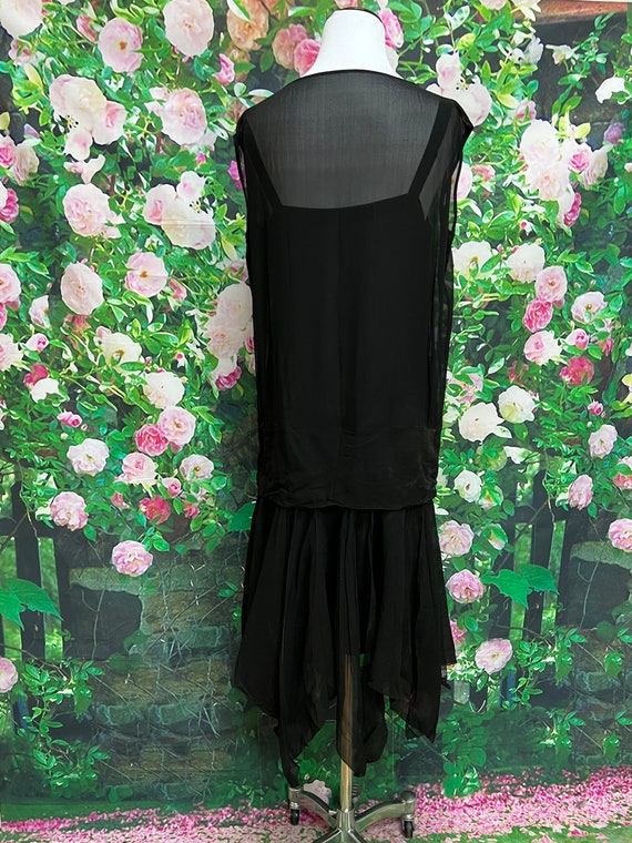 20s Black Sheer Silk Beaded Dress Jacket Flapper - image 9