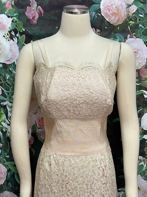 60s Jackie Morgan Pink Lace Slip Dress - image 3