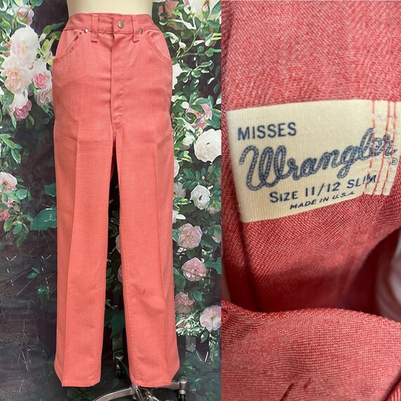 60s Wrangler Red Flare Jeans Slim Fit Twill - image 1
