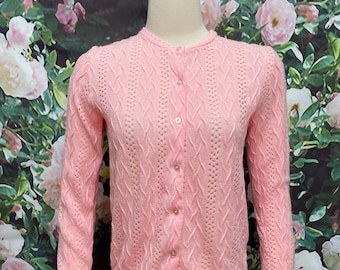 60s Miss Holly Pink Acrylic Knit Cardigan