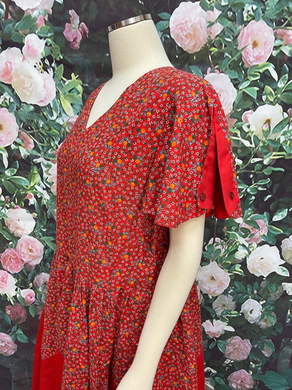 Vintage Red Calico Square Dance Dress Plus Size - image 5