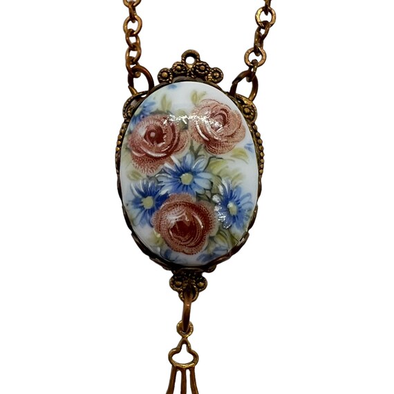 Collier Enfant Gymboree - Perles Roses Et Fleurs Bleues - Vintage Années 2000