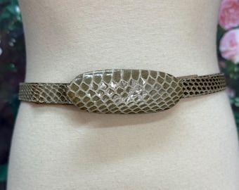 90s Genuine Snakeskin Skinny Belt Tan Snake