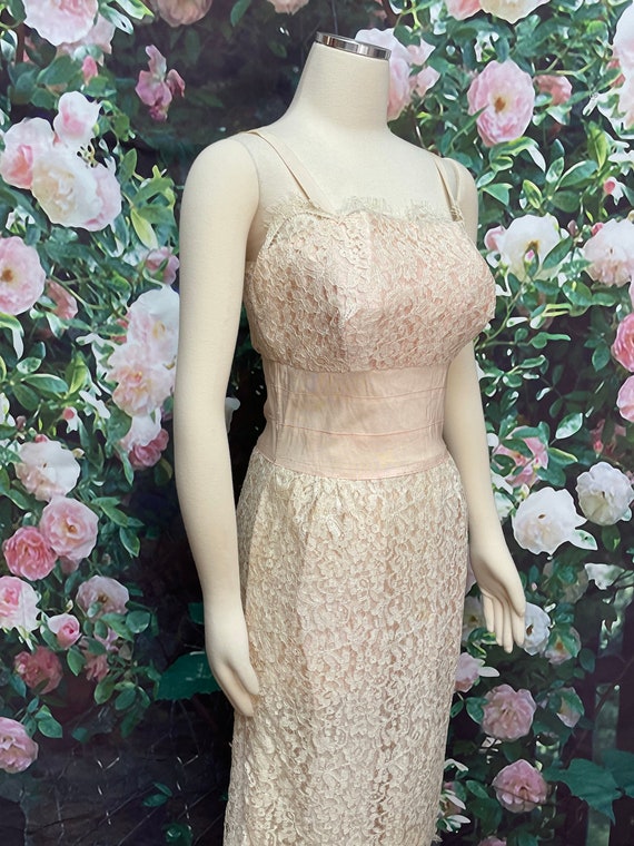 60s Jackie Morgan Pink Lace Slip Dress - image 6