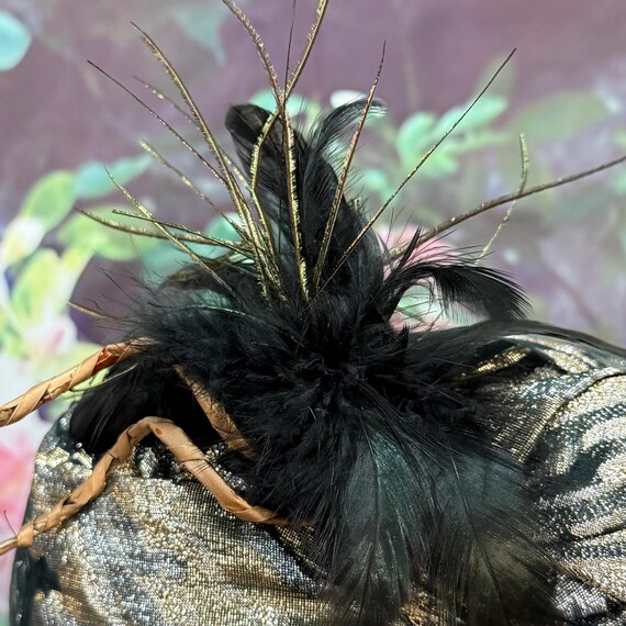 50s Metallic Lame Animal Print Pillbox Feather Tu… - image 3