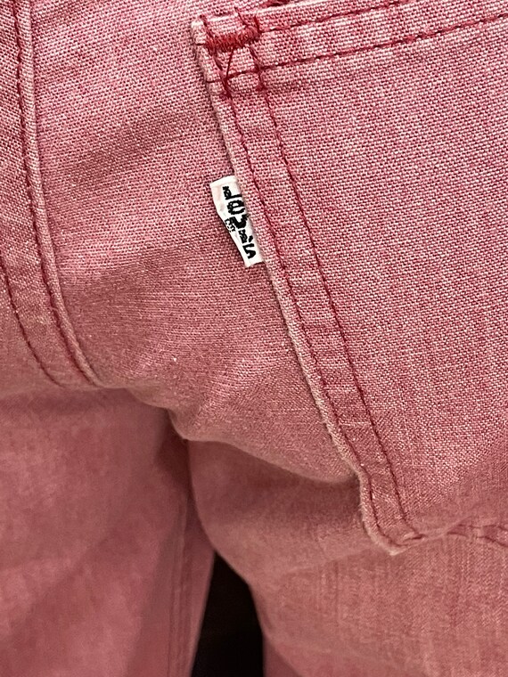 70s Levis Red Splatter Jeans Bell Bottom Low Rise… - image 9