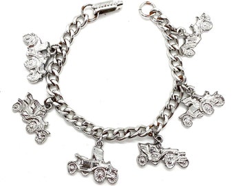 Vintage Auto Silver Car Charm Bracelet  Ford Museum Deadstock