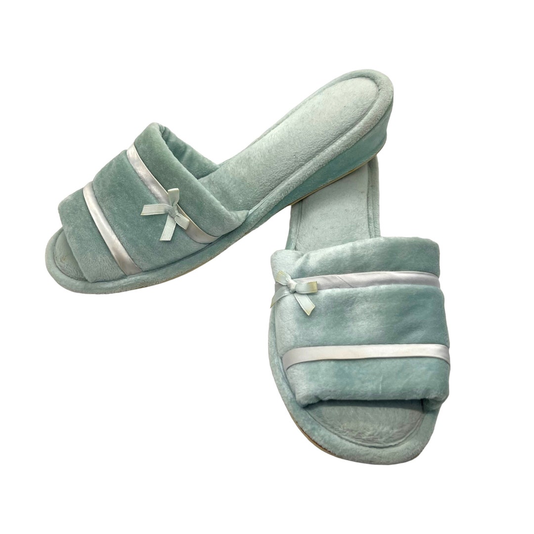 70s Angel Treads Blue Fleece Slipper Large 910 Etsy