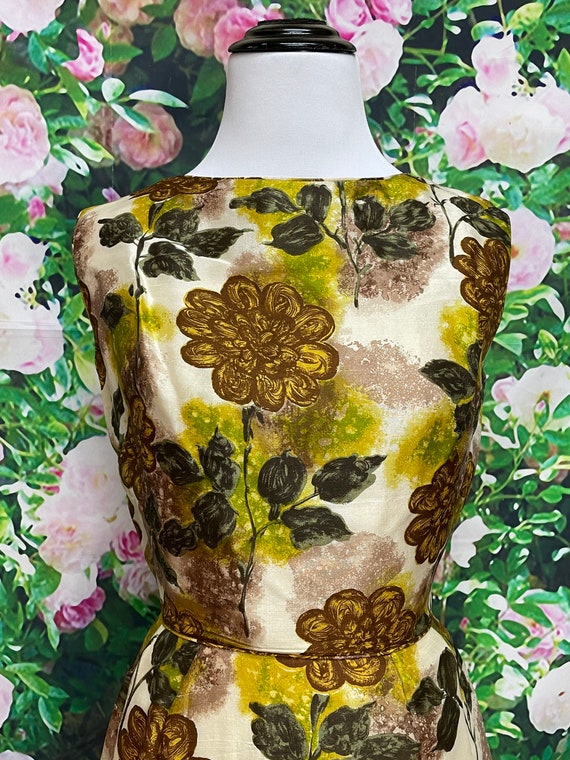 60s Malia of Hawaii Gold Floral Dress Cropped Jac… - image 7