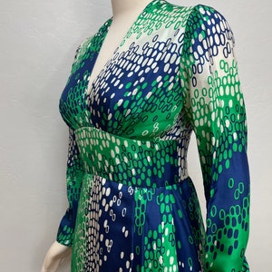 70s Elizabeth Arden Green Silk Mod Dress Small image 5