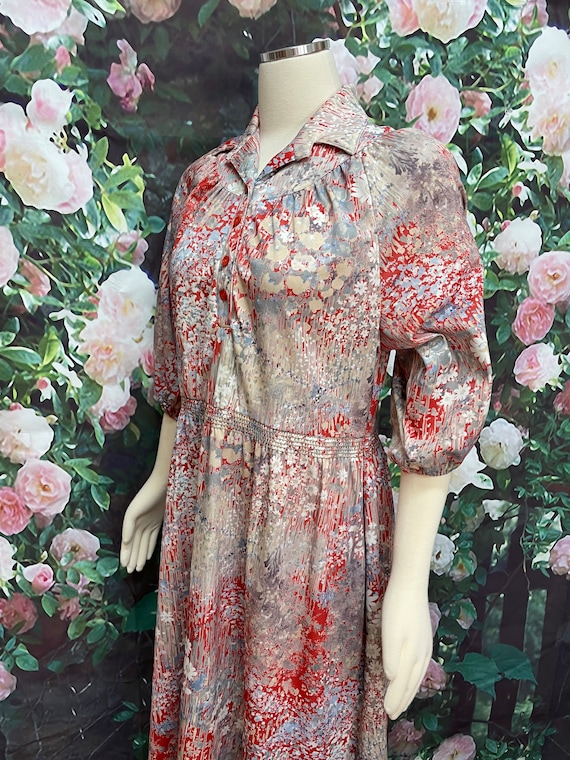 70s Lady Carol Orange Floral Secretary Dress - image 4