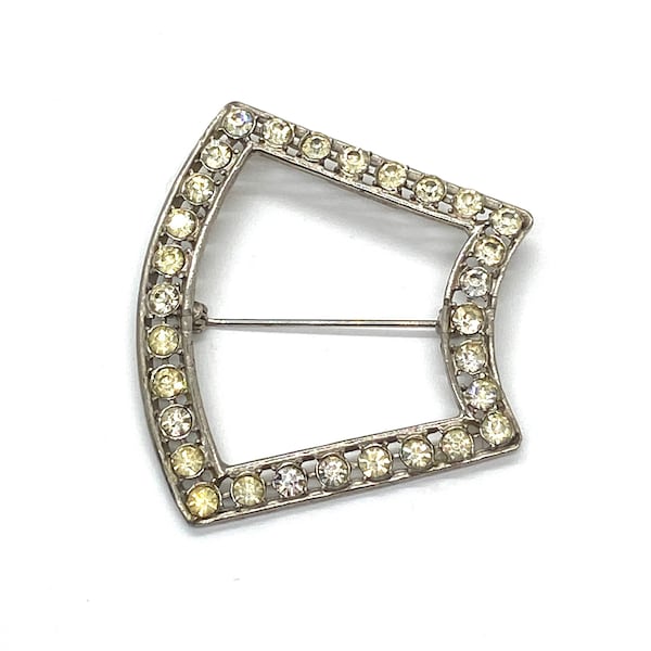 40s H Pomerantz Rhinestone Pin Rectangular Brooch