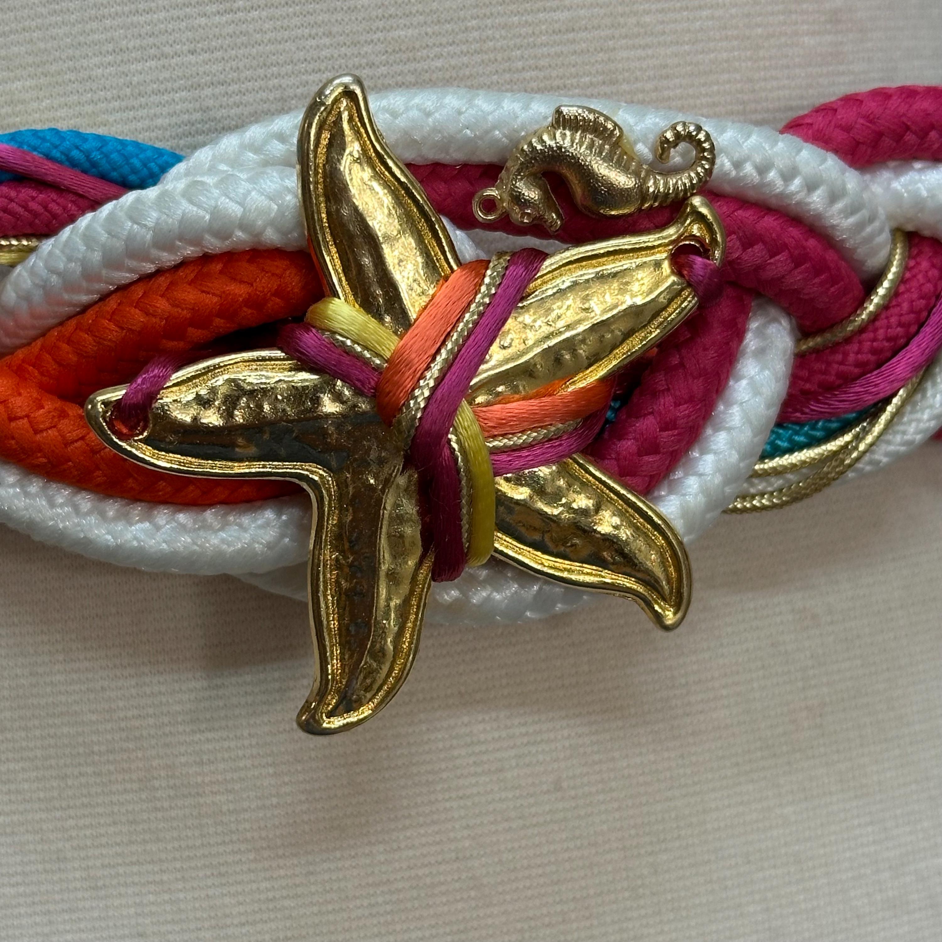 80s White Cord Belt Gold Starfish Seashells - Etsy