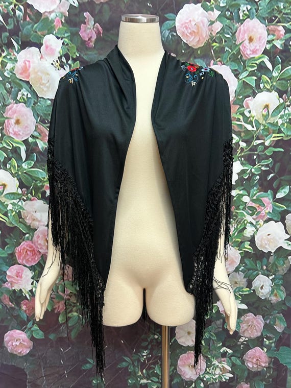 Vintage Black Polyester Embroidered Piano Triangle Fringe  display picture 1