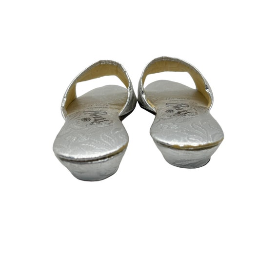 60s Silver Lame Floral Slippers Mules Size 5 - image 8