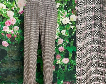 80s Snazz Gray Pink Check Paper Bag Pants