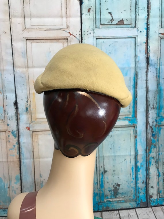 50s Camel Wool Hat Cloche Pyr Lane Rhinestone But… - image 6