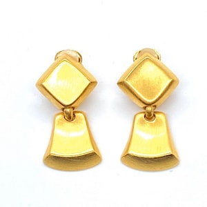 80s Ann Taylor Modernist Earrings Brushed Gold image 1