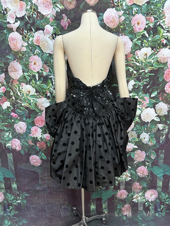 80s Peter Keppler Couture Black Silk Strapless Dr… - image 7