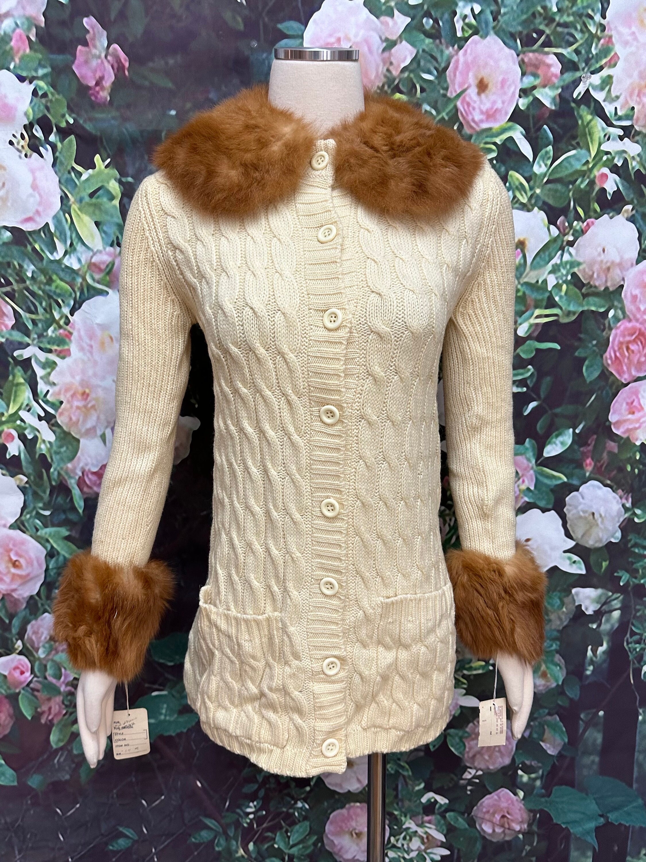 Fur cuff cardigan best sale