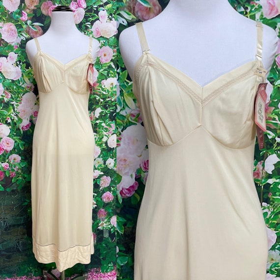 60s Komar Cream Dress Slip Snip Apart Size 34 NOS - image 1