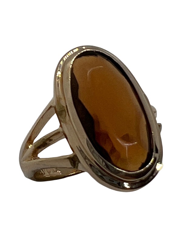 80s Avon Amber Fashion Ring Size 5 6 Deadstock - image 2