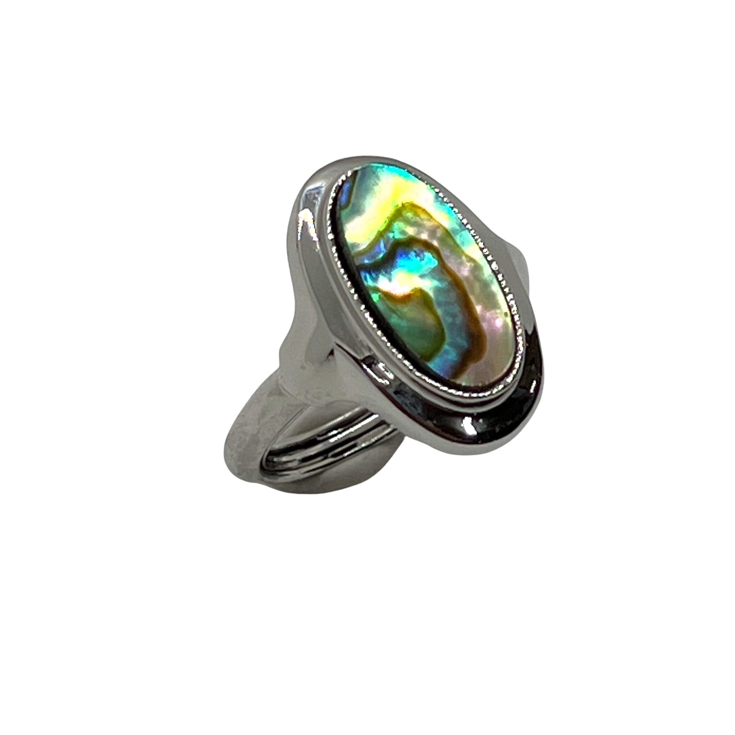 70s Avon Abalone Silver Tone Fashion Ring Deadstock Size 5 Etsy