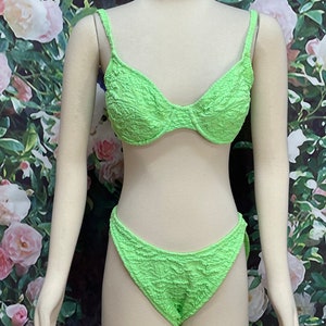 90s La Blanca Lime Green Bikini Underwire Swimsuit