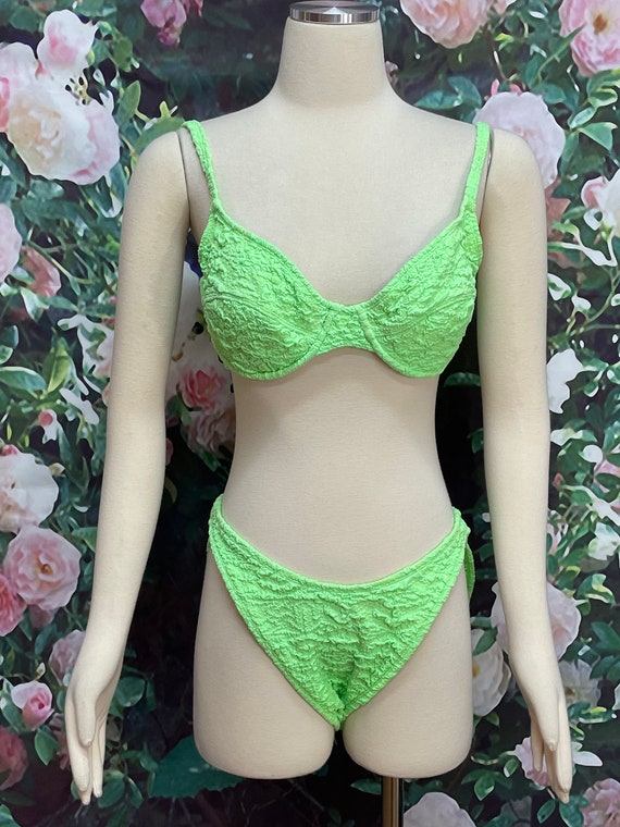 90s La Blanca Lime Green Bikini Underwire Swimsuit