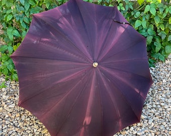 40s NY Umbrella Co Brown Parasol Clear Lucite Handle Accessoires Paraplus & regenaccessoires 