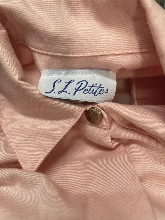 Peach Amber Geo 3/4 Roll Tab Sleeve Belted Shirtdress - Petite