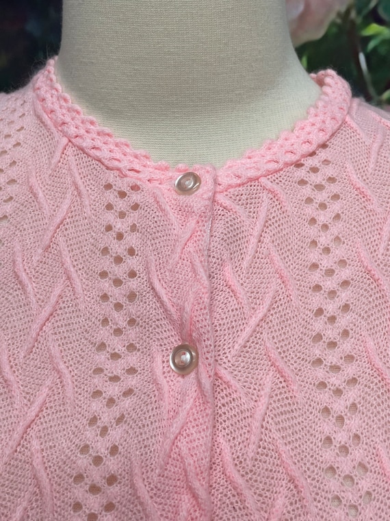 60s Miss Holly Pink Acrylic Knit Cardigan - image 2