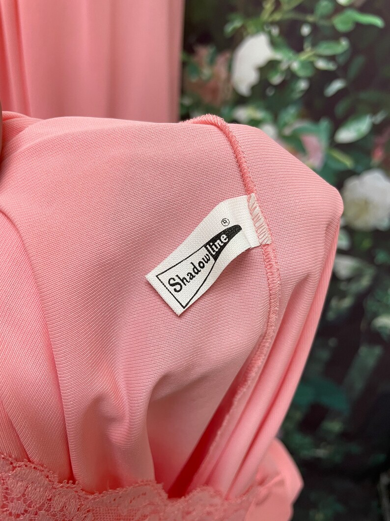 60s Shadowline Rose Pink Peignoir Negligee Nylon Nightgown Small image 10