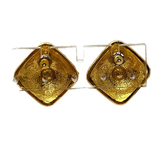 80s Gold Plated Cannetille Earrings Diamond Shape - image 5