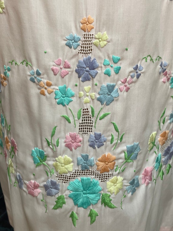 60s Pink Embroidered Pastel Flowers Dress - image 4