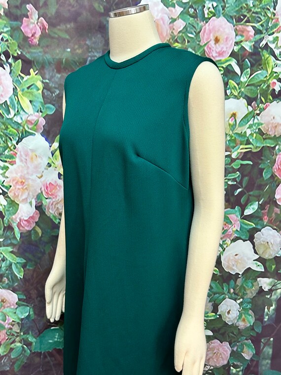 60s Evergreen Green Knit Mod Shift Dress Plus Size - image 4