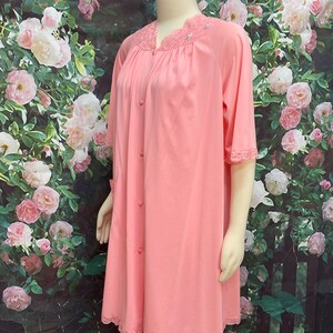 60s Shadowline Rose Pink Peignoir Negligee Nylon Nightgown Small image 4