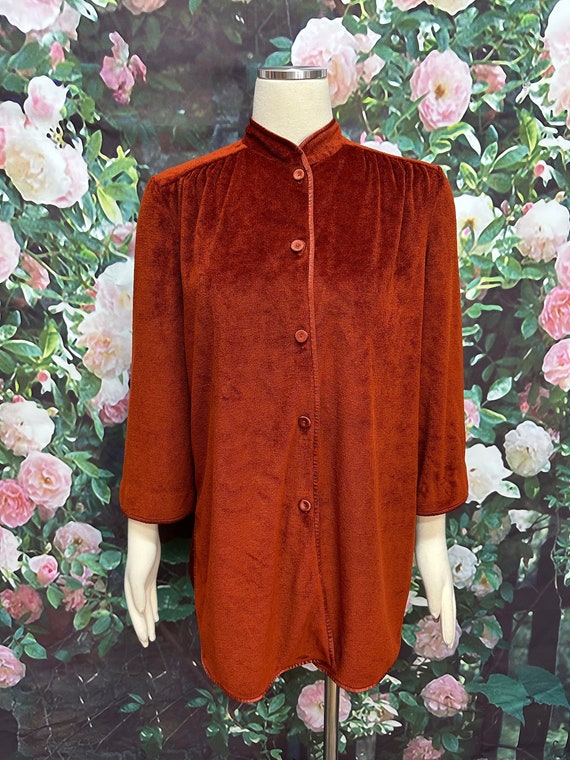 70s Deweese Design Rust Terrycloth Coverup Blouse