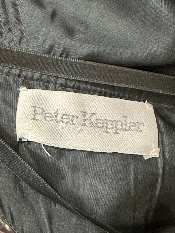 80s Peter Keppler Couture Black Silk Strapless Dr… - image 9