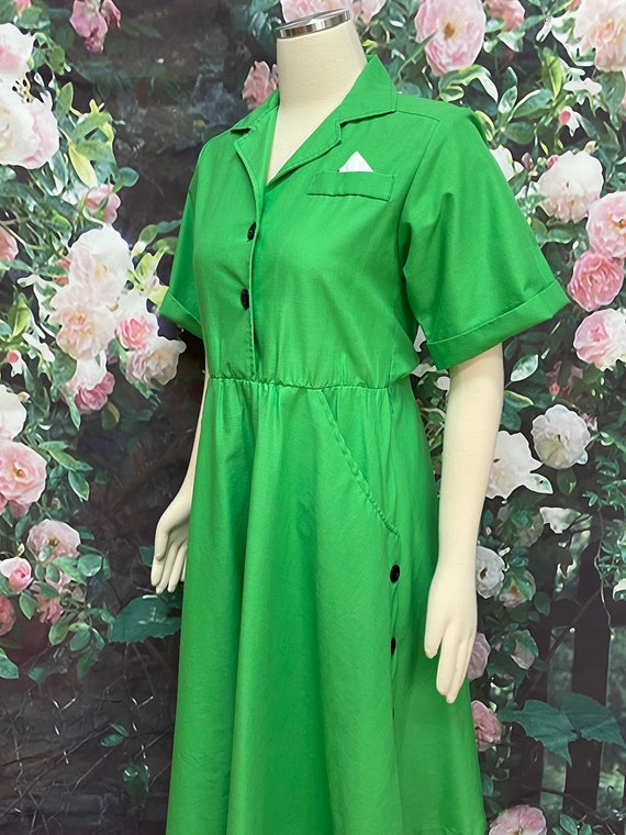 80s Impromptu Green Shirtdress Dress Pocket Square - image 5