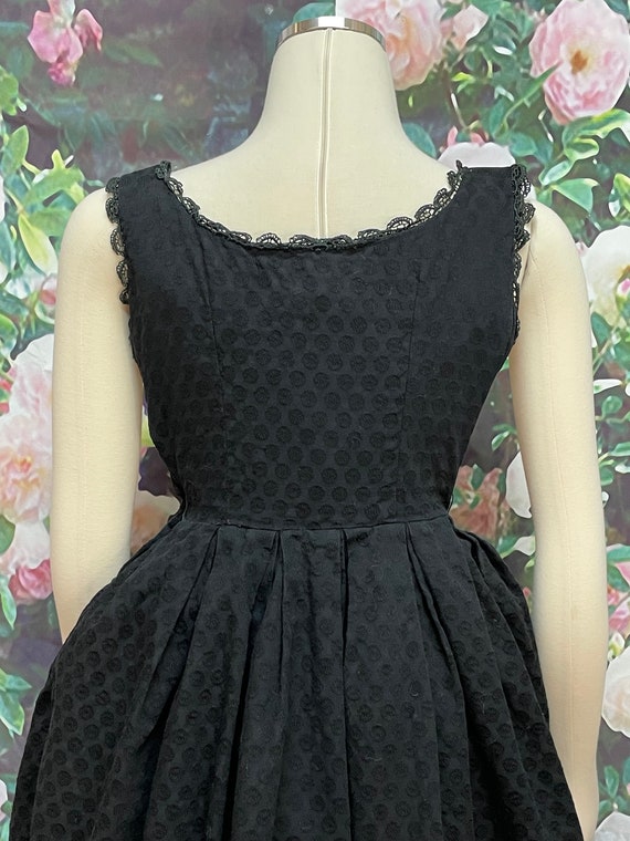 50s Maggi Stover Black Cotton Fit and Flare Dress - image 6