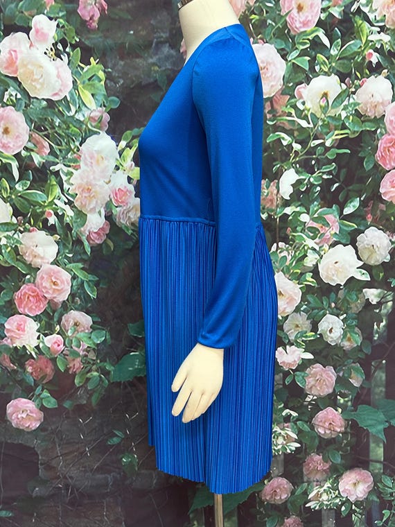 70s Neiman Marcus Blue Pleated Dress Arthur Conne… - image 5