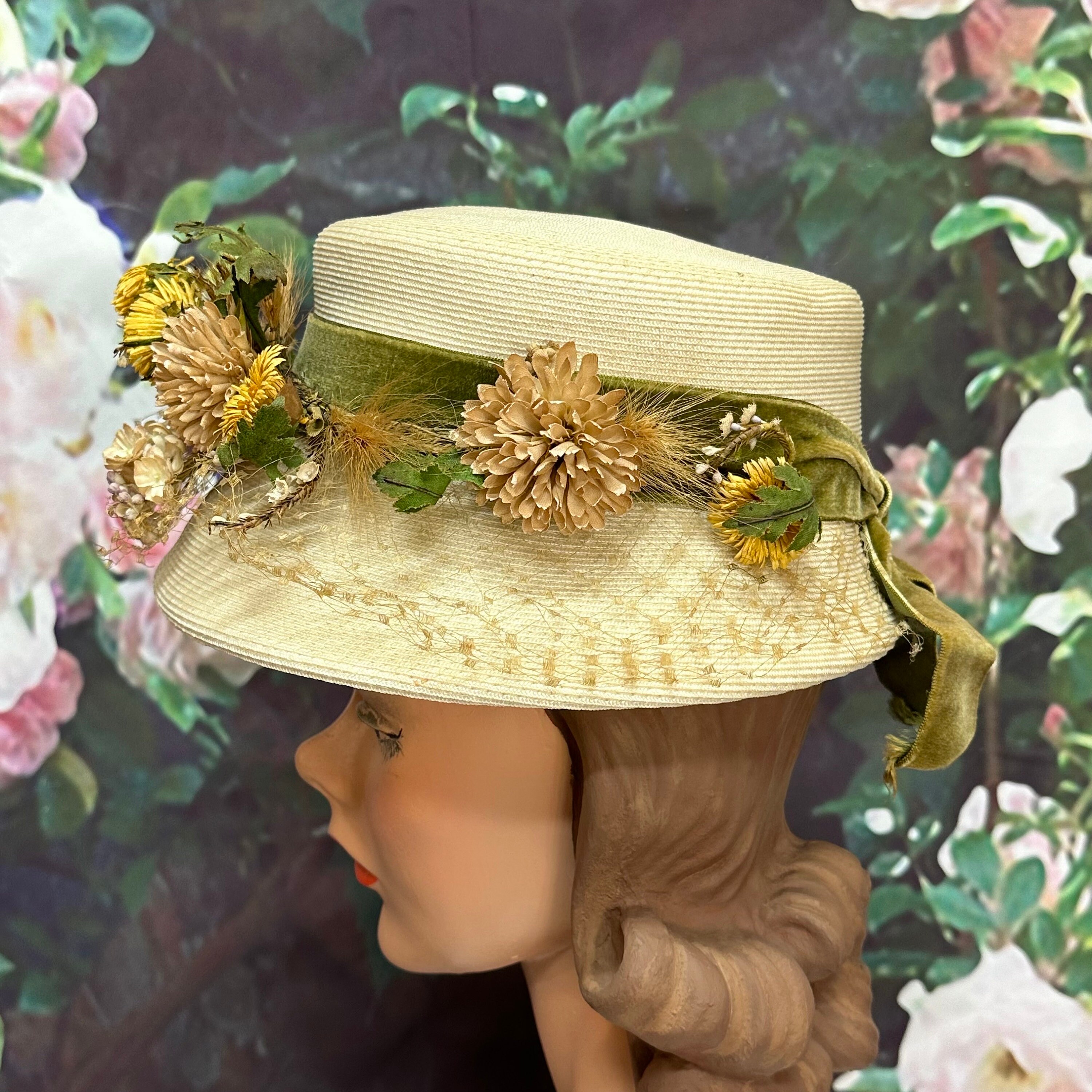 1960’s Union Made Gimbels Straw Lightweight Summer Hat Gimbel main image 4