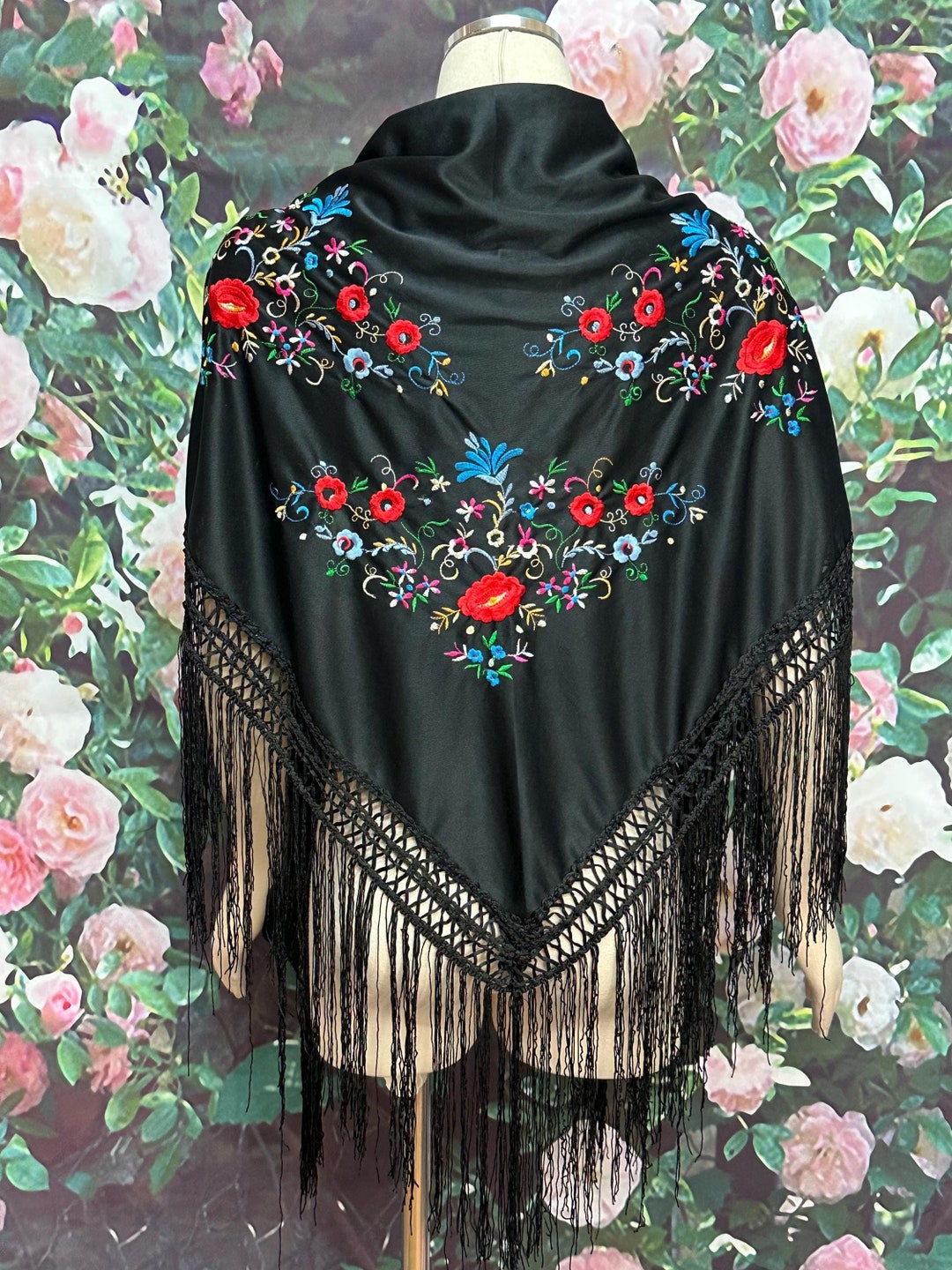 Vintage Black Polyester Embroidered Piano Triangle Fringe  display picture 1
