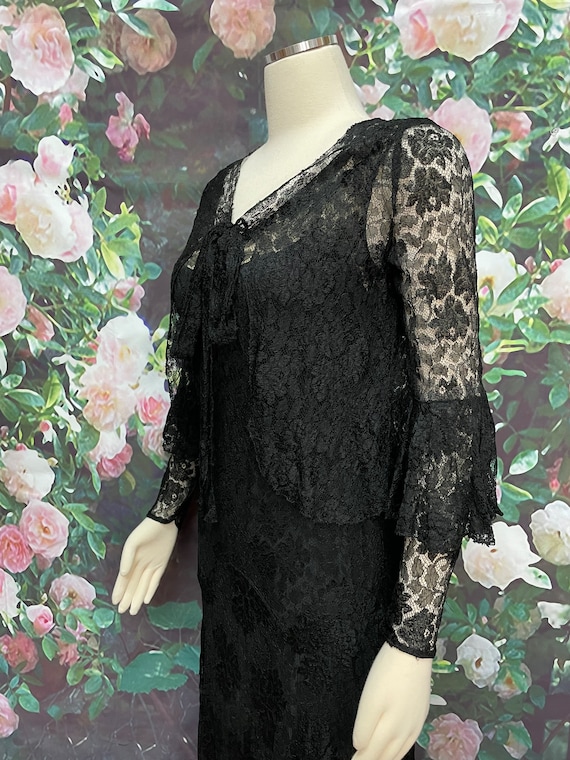 20s Black Lace Dress with Shrug Dropped Waist - image 5