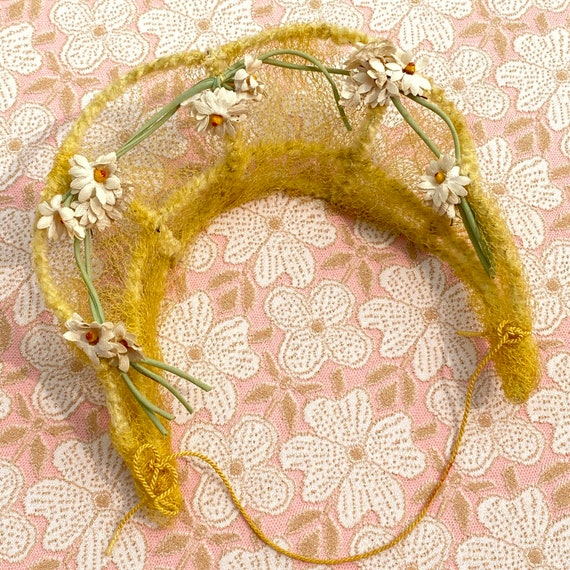 30s Halo Hat Tiara Headband Yellow Daisies