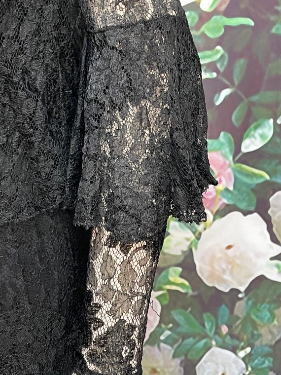 20s Black Lace Dress with Shrug Dropped Waist - image 4