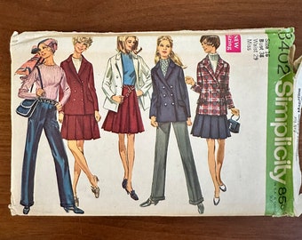 60s Simplicity #3402 Jacket Skirt Pants Sewing Pattern Size 16
