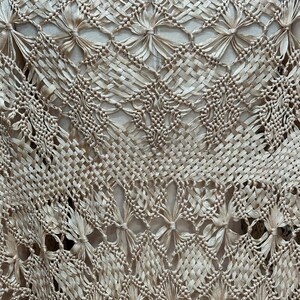 Cream Ribbon Woven Fringe Shawl (OS)
